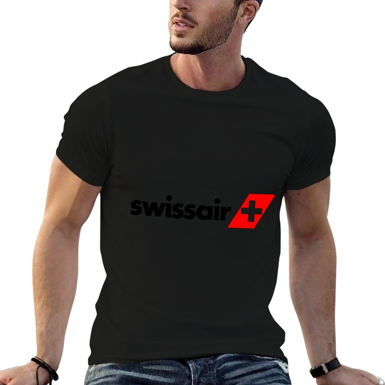 Anime Merchandise Logo - Swissair-logo Merchandise T-Shirt Kaos Pria Kaos