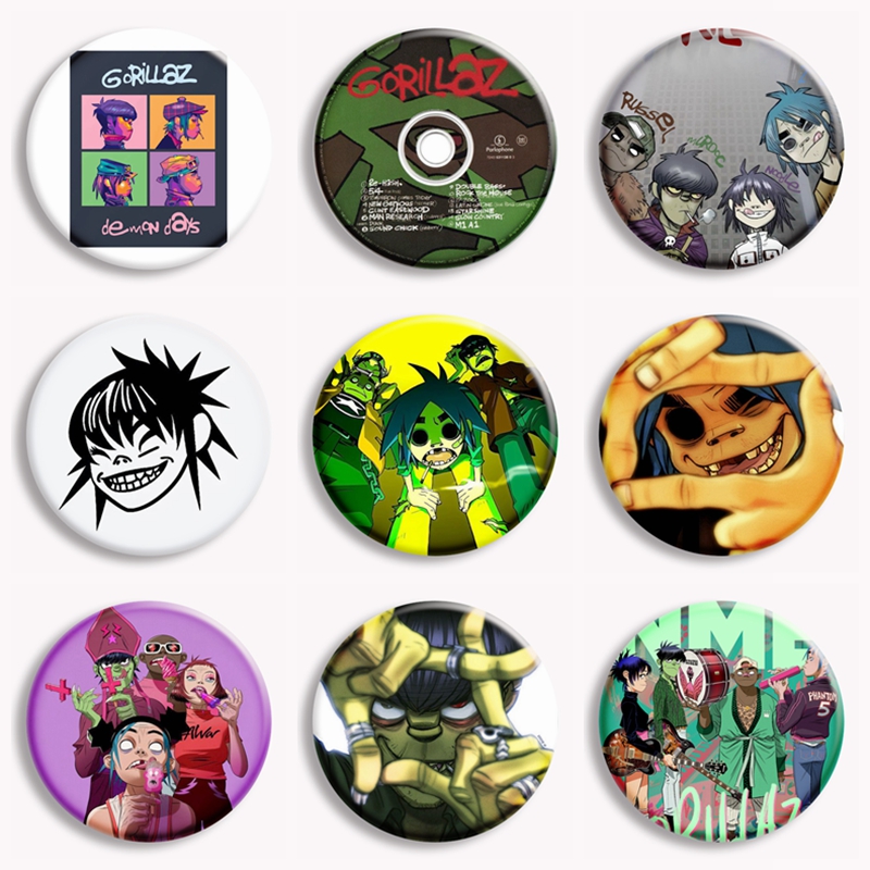 Pin Button Badge - Gorillaz Rock Band Anime tombol lembut