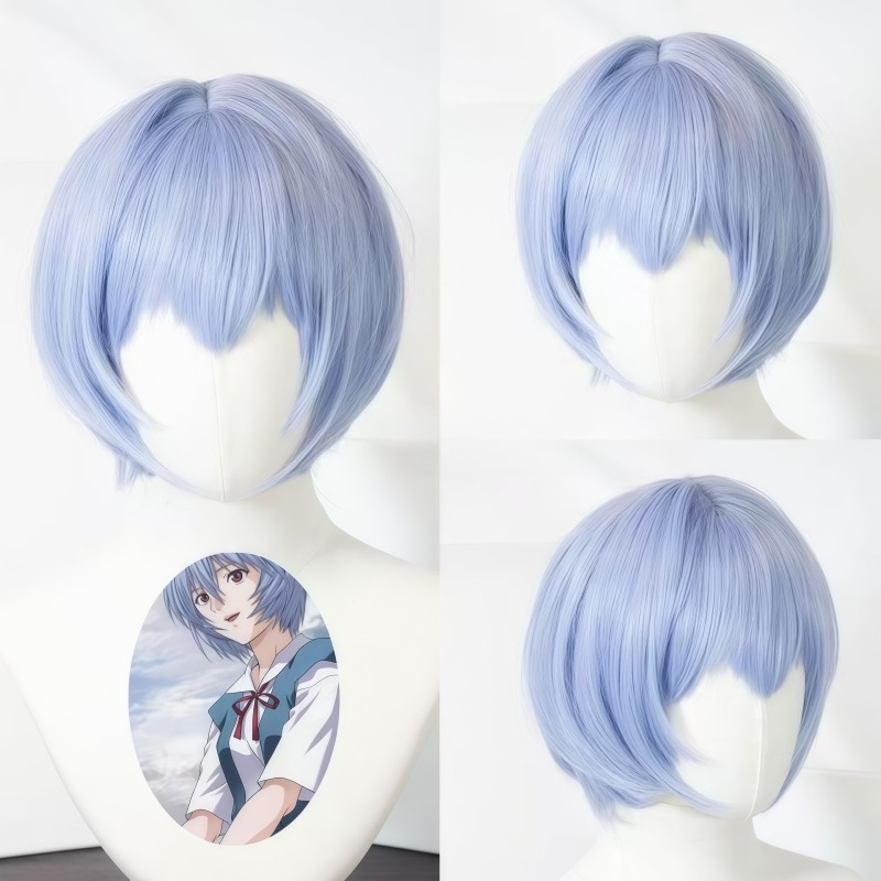 Wig cosplay EVA Ayanami Rei ra - Evangelion Anime Merchandise ulasan dan harga