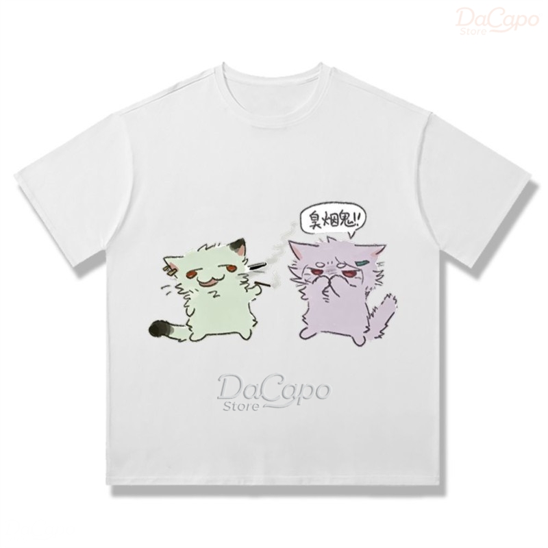 Chainsmoker Cat Yaniko Satou K - Anime Merchandise T-Shirts ulasan dan harga