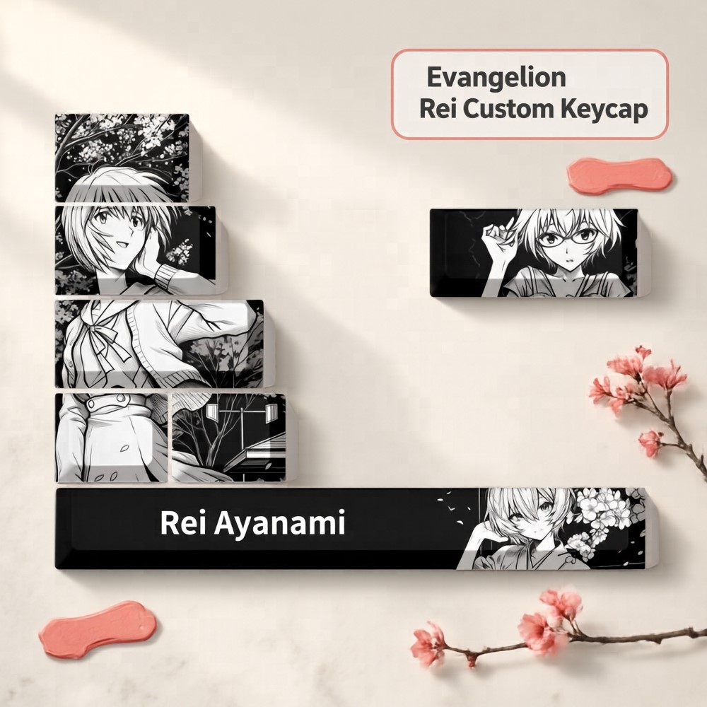 7 Keycap/set Keycap Neon Genes - Evangelion Anime Merchandise ulasan dan harga